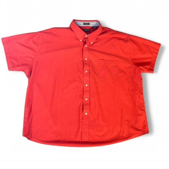 St Johns Bay 3XL Red Button Down Short Sleeve Shirt - Picture 1 of 5